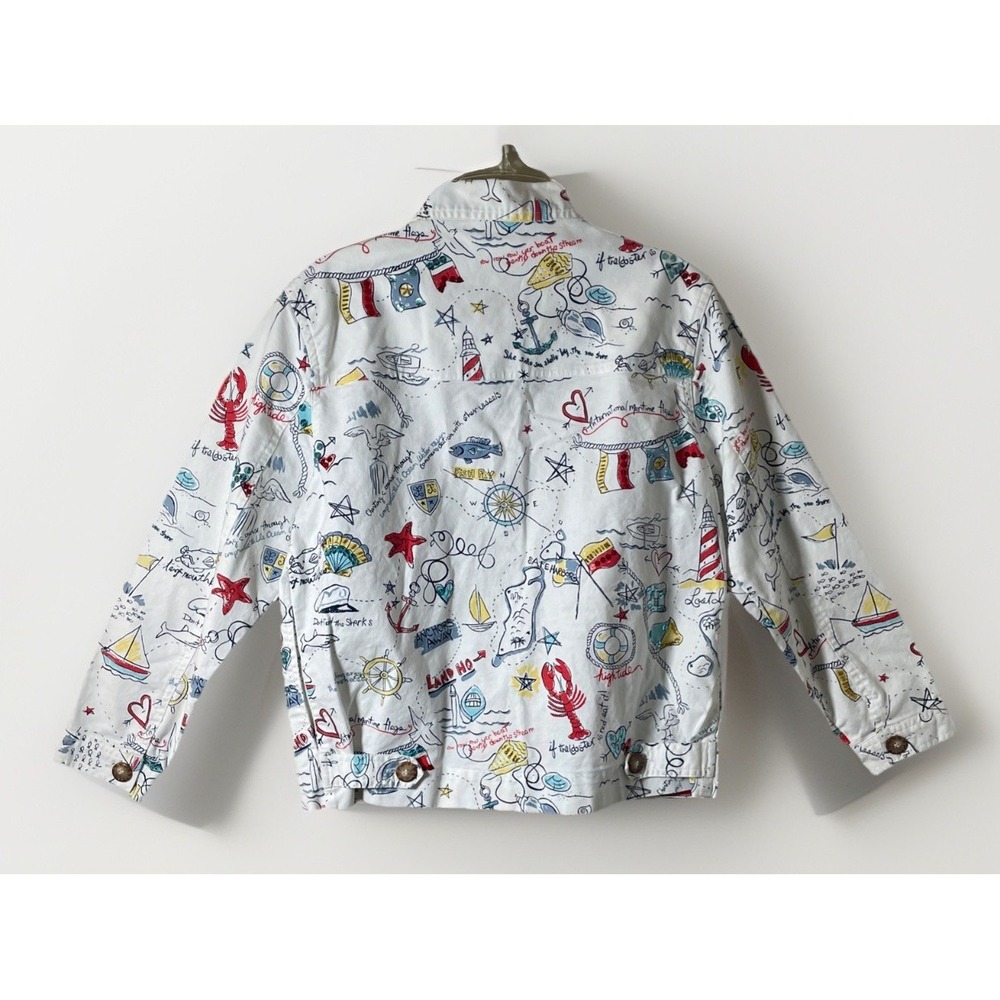 Vintage GRAFF Cropped Embellished Jacket Nautical Coastal Doodle Print Women's S - Picture 7 of 15